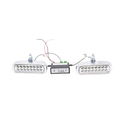 Kit Mini Farol de Milha Retangular 16 Leds Branco Bivolt 9 Efeitos - Autopoli - AP960  