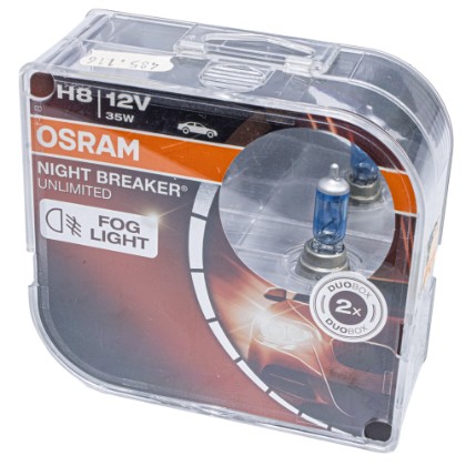 Lâmpada H8 12Volts 35W Farol Auxiliar HB20 Tiida I30 Versa Gol G6 Night Breaker Unlimited - Osram 64212 NBU H8  