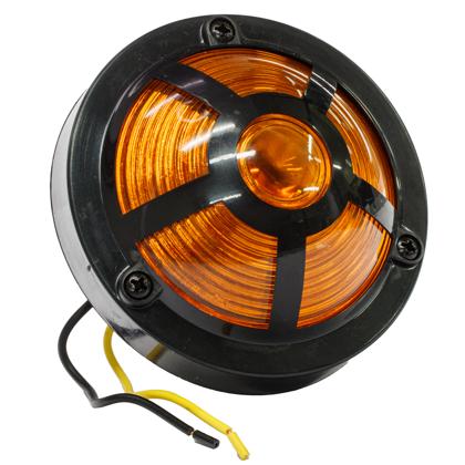 Lanterna Lateral Led Redonda Máscara Preta Bivolt Laranja - Fortluz - 2517T AM  