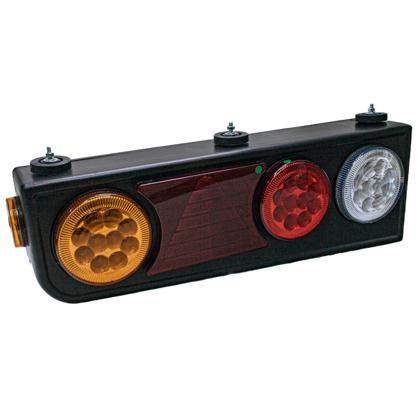 Lanterna Traseira Led Tipo Randon Bivolt com Lateral Triângulo Refletivo Ré Lado Motorista - Pradolux - PL2076.76.69