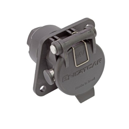 Tomada 7 Polos Nylon Preto ABS Rastreador Fêmea Fixa Redonda Carretas - Engatcar 405288