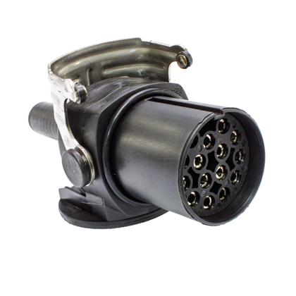 Tomada Elétrica 15 Polos Rastreador ABS Iluminação Redonda Macho 24V - ENGATCAR 405817