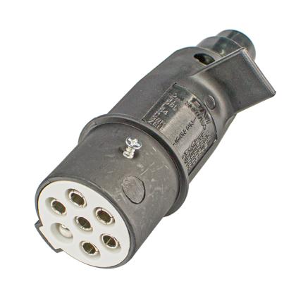 Tomada Elétrica Para Engate 7 Polos Nylon Redondo Macho Tipo S Bivolt - DNI8315