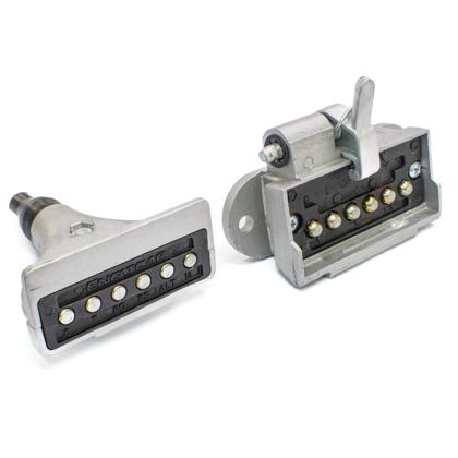 Tomada Elétrica Carreta Alumínio 6 Polos Retangular Completo Macho Fêmea 24V - Engatcar 2001