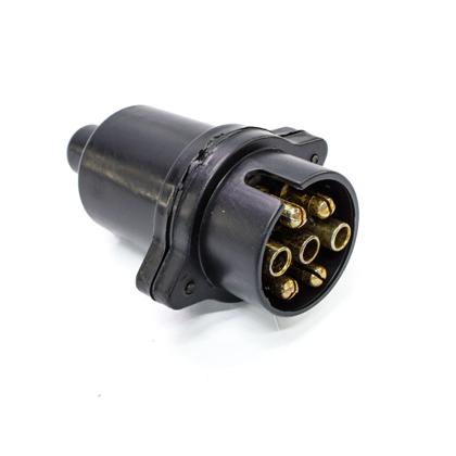 Tomada Elétrica Para Engate Automóvel 7 Polos Nylon Preto Redondo Macho 12V - ENGATCAR 1200