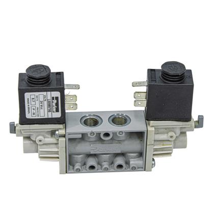 Valvula Acionar Porta Onibus Caio 24 Volts Dupla NF 5 Vias 1/4" NPT Completa - Parker 7600278BTF  