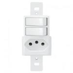 Interruptor Duplo - 1 Simples + 1 Paralelo - + Tomada 2P+T 10a/250v Blanc Fame