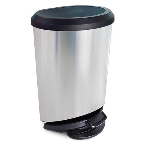 LIXEIRA PLAST 20L C/ PEDAL METALIZADO INOX ARQ
