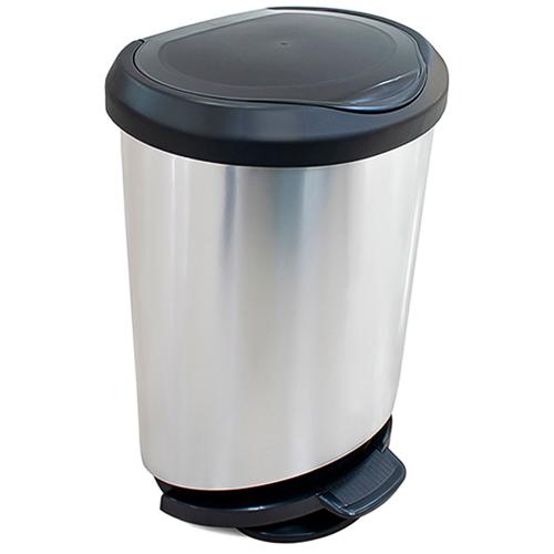 LIXEIRA C/PEDAL PLST 45L LABEL INOX ARQPLAST