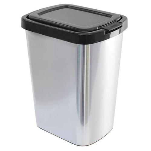 LIXEIRA C/TAMPA CLICK PLST 09L LABEL INOX ARQPLAST