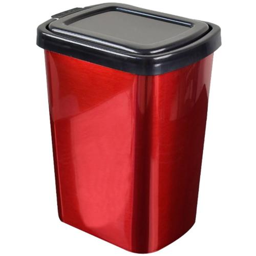 LIXEIRA C/TAMPA CLICK PLST 09L LABEL VERM ARQPLAST