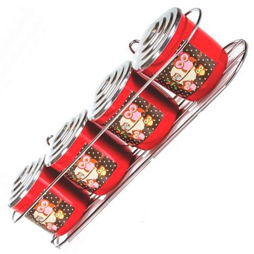 *PORTA CONDIM RED ALUM JOGO 04PCS C/SUP ANALENI