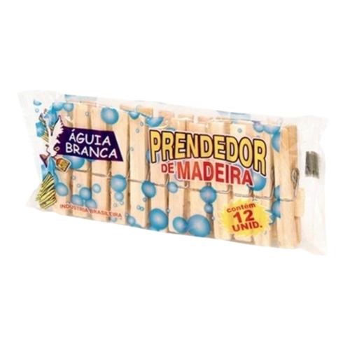 PRENDEDOR ROUPA MAD AGUIA BRANCA PT 12