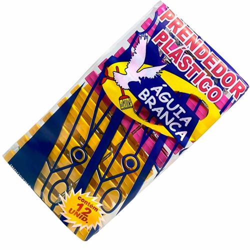 PRENDEDOR ROUPA SUPER PLST AGUIA BRANCA PT 12