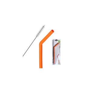 CANUDO SILIC CURVO C/ESCOVA LARANJA 25CM BONO