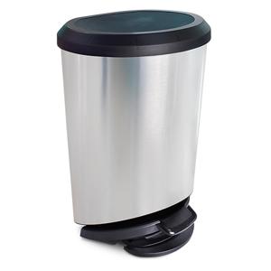 LIXEIRA PLAST 20L C/ PEDAL METALIZADO INOX ARQ