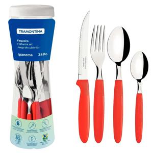 FAQUEIRO INOX IPANEMA C/CB PLST GOI 24PCS TRAM