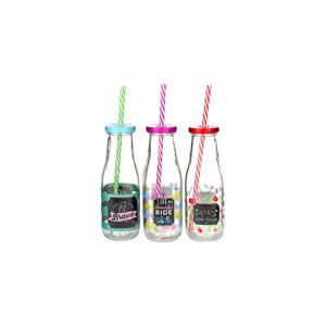 *GARR VIDRO 400ML C/CANUDO DECORADA VDA09057